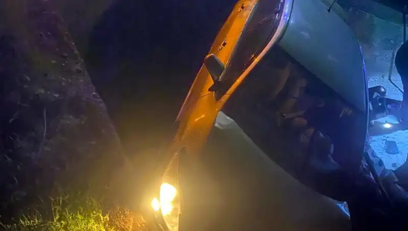 Adana'da Şarampole Devrilen Otomobilde Korkutan Kaza: 2 Yaralı