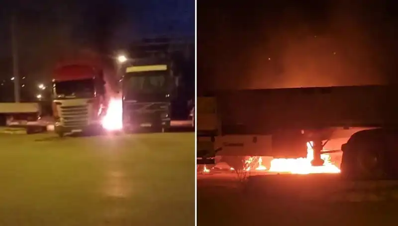 Park Halindeki Tırlara Gizemli Yangın, Şok Eden Gelişmeler!